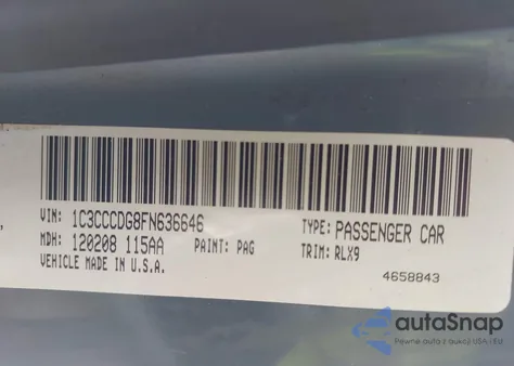 2015 Chrysler 200 S z USA, uszkodzony, nr VIN 1C3CCCDG8FN636646